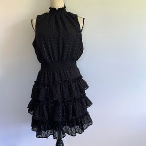 1SBPDD 1state Sleeveless Black Polka Dot Dress